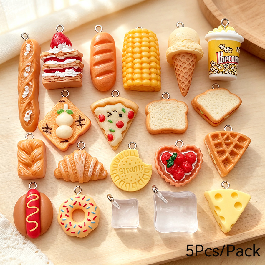 Food Zinc - Lot de 5 pendentifs alimentaires en