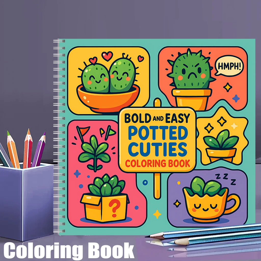 Food And Snacks Coloring Book - Livre de coloriage Easy Potted Cuties