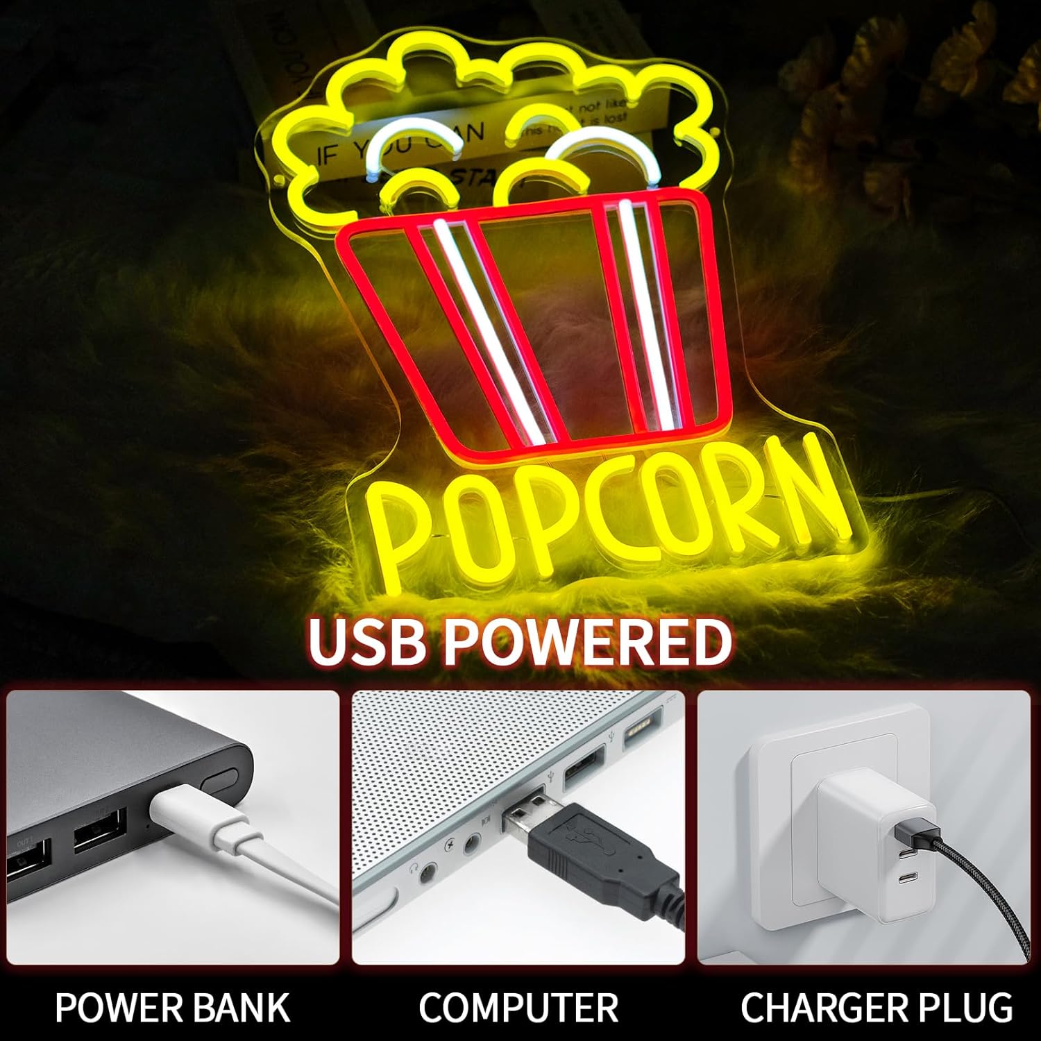 Enseigne néon LED dimmable Pop - Snacks Food Video avis et prix